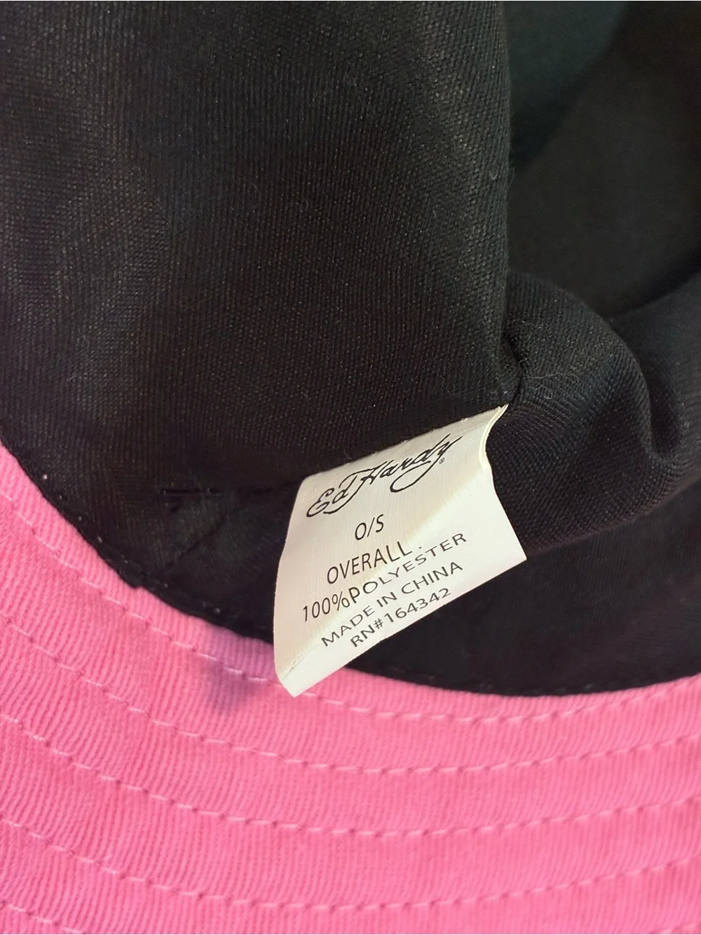 Ed Hardy Pink Bucket Hat with Heart Skull Embroidered Patch
